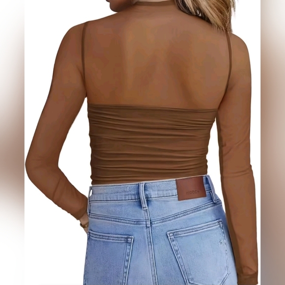 Elegant Brown Long Sleeve Women's Top NWOT - Picture 2 of 2